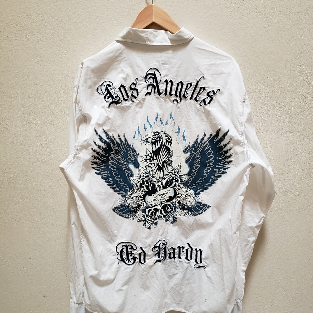Ed Hardy Shirt with Eagle Embroidery Size XL,  %100 cotton